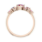 A view through the centre of the 18ct rose gold band, showing the gemstone setting height.