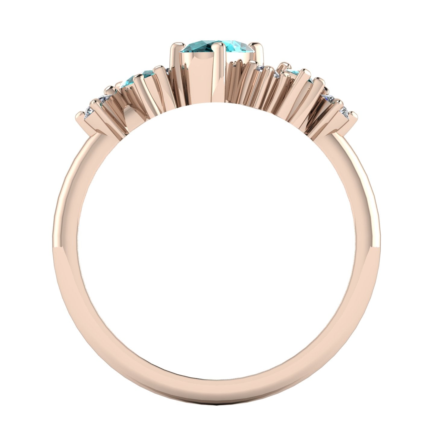 A view through the band of the rose gold Atlantis Paradise ring, showing the hallmark and the smooth finish of the interior.
