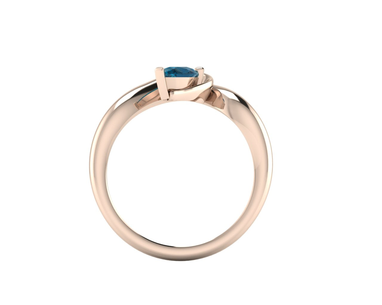 Enchanted Pear Shaped London Blue Topaz Asymmetrical Solitaire Engagement Ring in 18ct Rose Gold