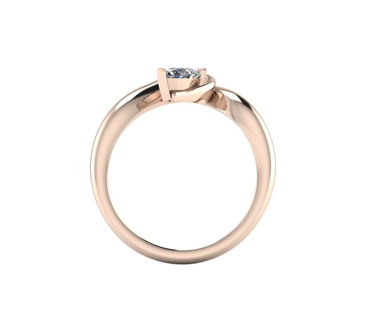 Enchanted Pear Shaped Diamond Asymmetrical Solitaire Engagement Ring in 18ct Rose Gold