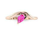Enchanted Pear Shaped Solitaire Pink Sapphire Asymmetrical Rose Gold Ring