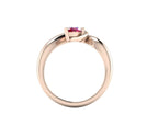 Enchanted Pear Shaped Solitaire Ruby Asymmetrical Rose Gold Ring