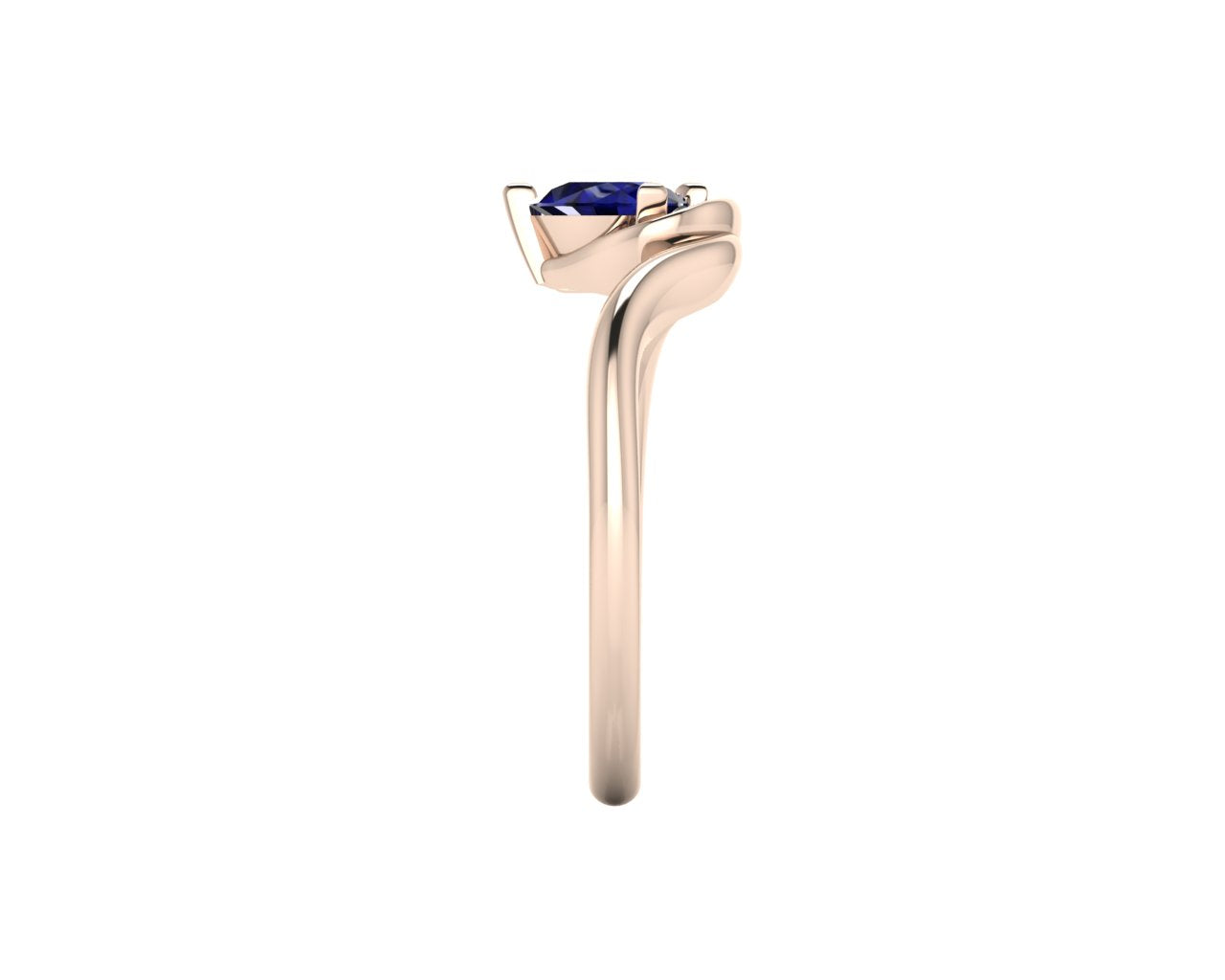 Enchanted Pear Shaped Solitaire Sapphire Asymmetrical Rose Gold Ring