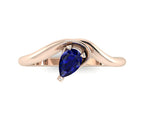 Enchanted Pear Shaped Solitaire Sapphire Asymmetrical Rose Gold Ring