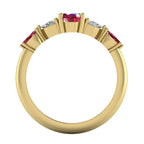 Maisie oval ruby and diamond five stone engagement ring in 18ct yellow gold, band profile view
