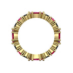 Detail of the marquise-cut rubies and round black diamonds on the yellow gold Allsorts ring.
