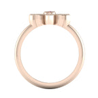 Internal view through the 18ct rose gold band of the Astraea Liberty ring showing the secure underside of the ruby and diamond settings