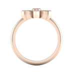 View through the 18ct rose gold band of the Astraea Liberty ring showing the secure internal gemstone settings and recycled gold hallmark