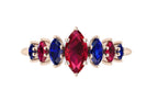 Harlequin Ruby & Blue Sapphire Ring in 18ct Rose Gold