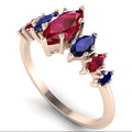 Harlequin Ruby & Blue Sapphire Ring in 18ct Rose Gold