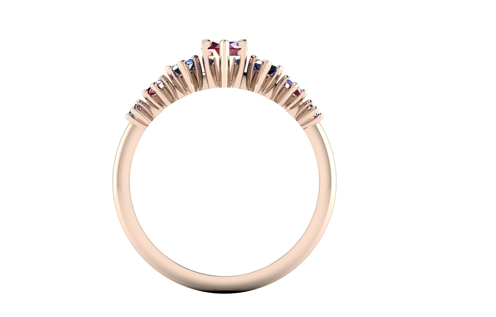 Harlequin Ruby & Blue Sapphire Ring in 18ct Rose Gold