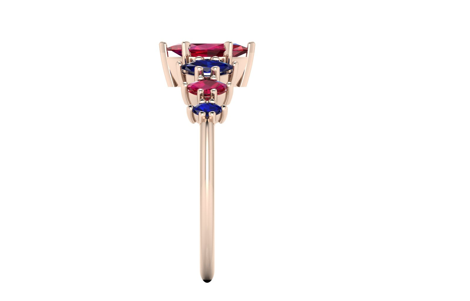 Harlequin Ruby & Blue Sapphire Ring in 18ct Rose Gold