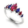 Harlequin Ruby & Blue Sapphire Ring in 18ct White Gold