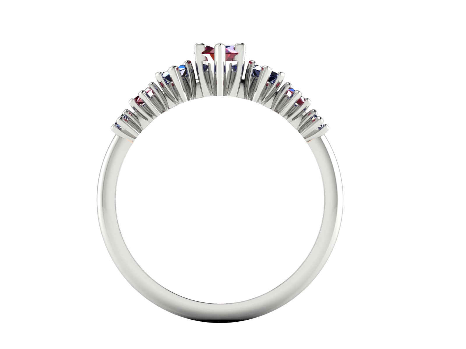 Harlequin Ruby & Blue Sapphire Ring in 18ct White Gold