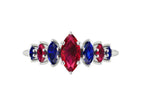 Harlequin Ruby & Blue Sapphire Ring in 18ct White Gold