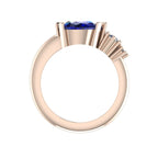 Pear Shaped Sapphire & Diamond's Asymmetrical Comet Ring Rose Gold