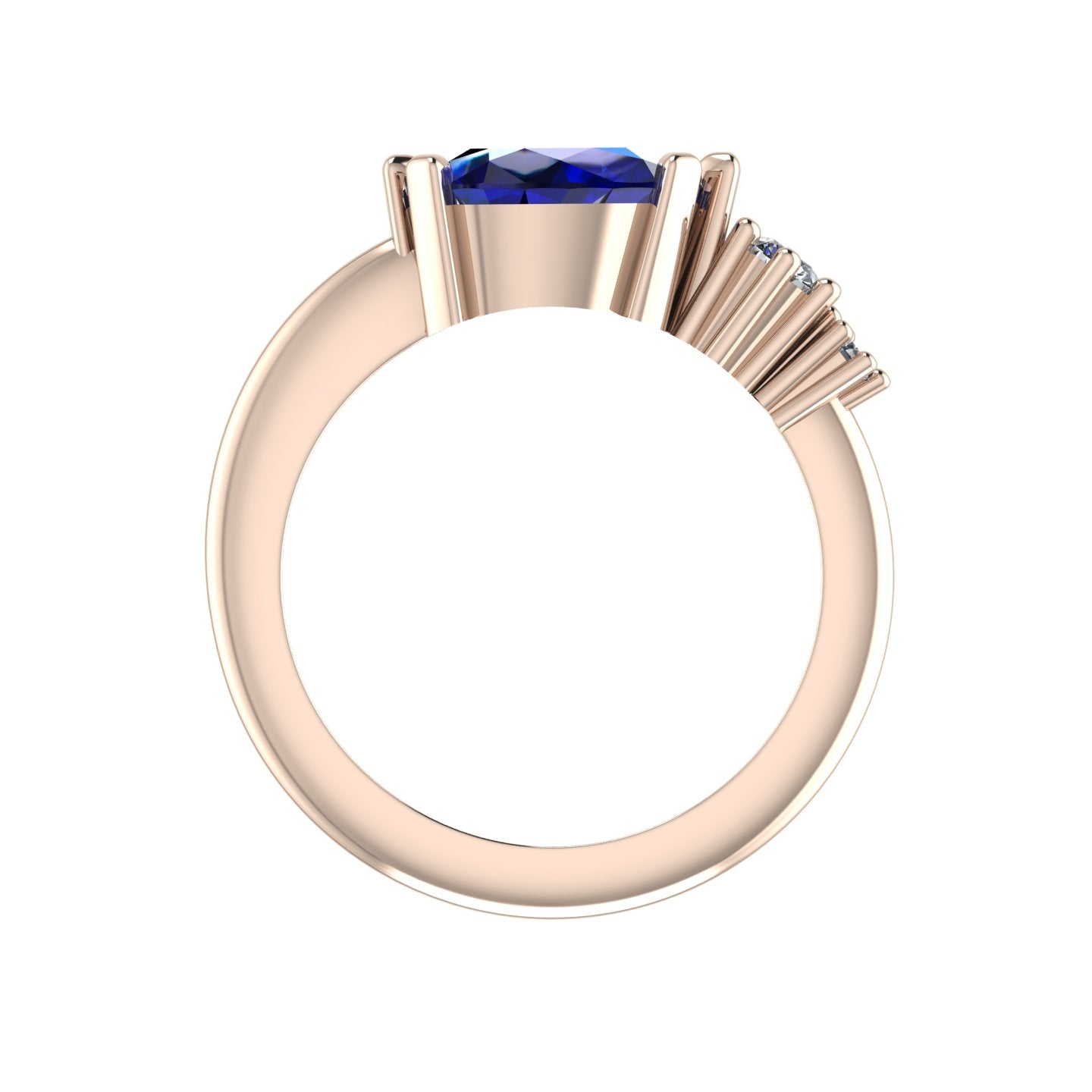 Pear Shaped Sapphire & Diamond's Asymmetrical Comet Ring Rose Gold