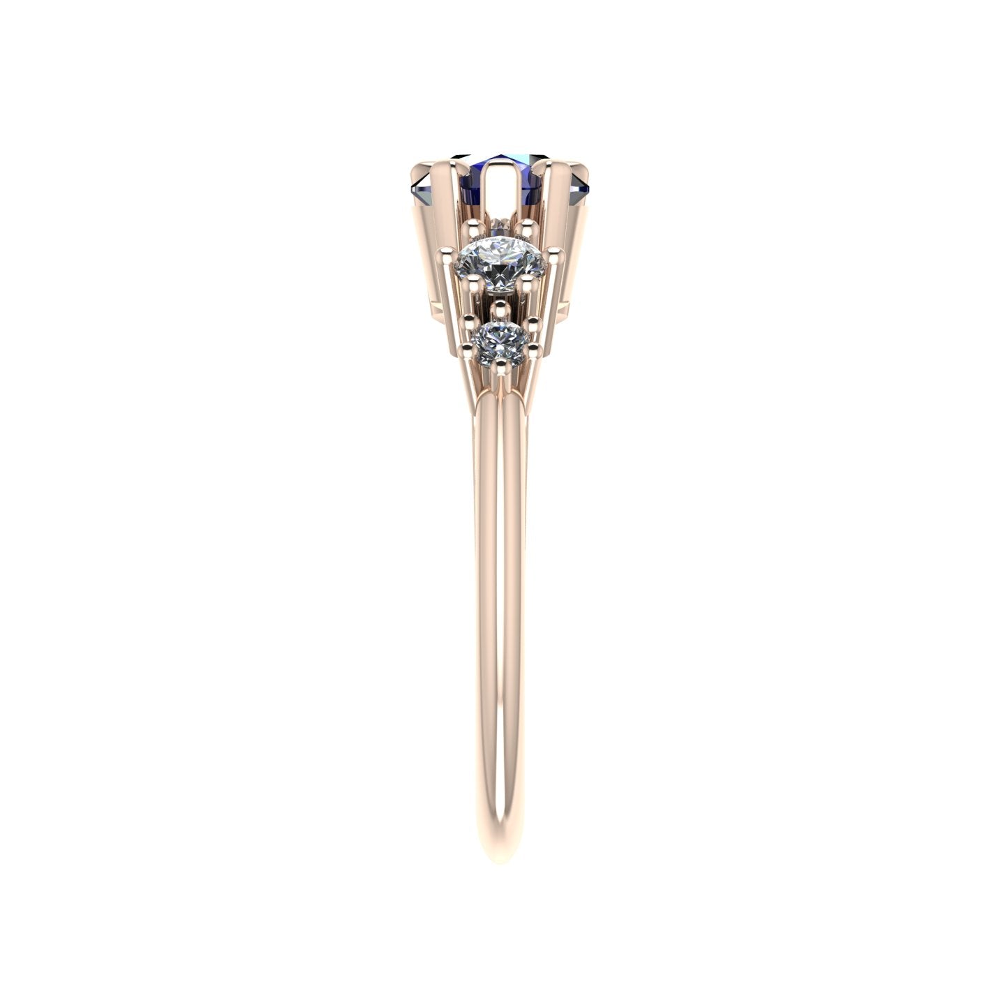 Pear Shaped Sapphire & Diamond's Asymmetrical Comet Ring Rose Gold