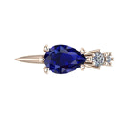 Pear Shaped Sapphire & Diamond's Asymmetrical Comet Ring Rose Gold