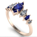 Harlequin Blue Sapphire & Diamond Ring in 18ct Rose Gold