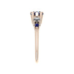 Pear Shaped Sapphire's & Diamond Asymmetrical Comet Ring Rose Gold Trilogy Ring