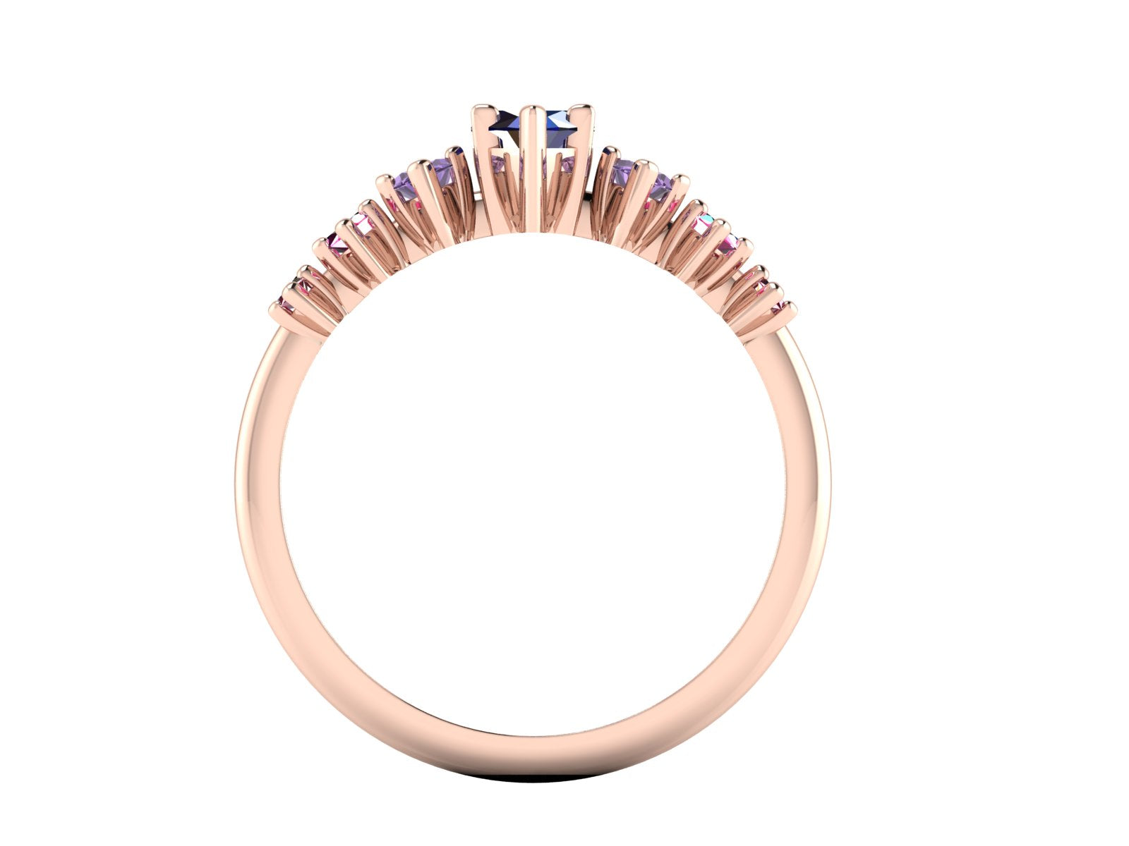 Harlequin Sapphire, Violet Sapphire, Pink Sapphire & Ruby Ring in 18ct Rose Gold