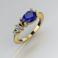 Pear Shaped Sapphire & Diamond's Asymmetrical Comet Ring Yellow Gold