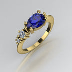 Pear Shaped Sapphire & Diamond's Asymmetrical Comet Ring Yellow Gold