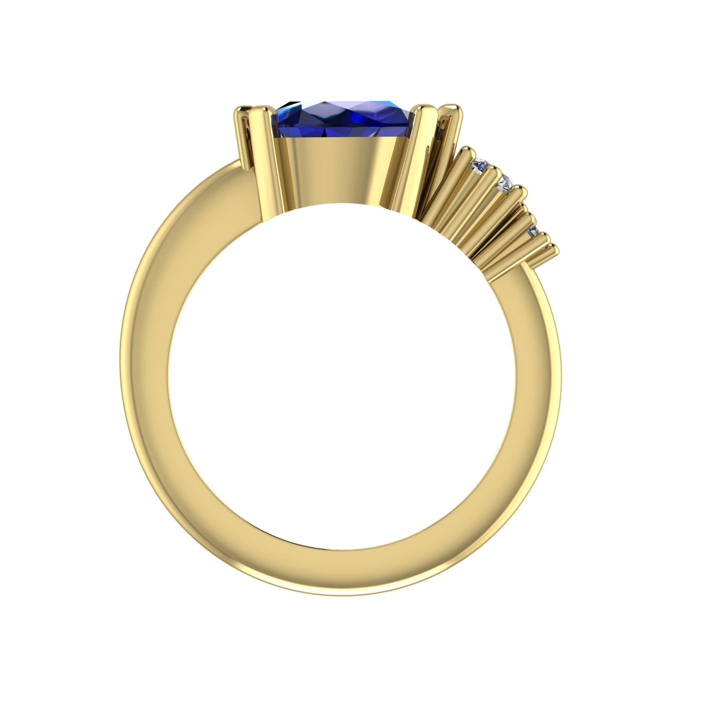 Pear Shaped Sapphire & Diamond's Asymmetrical Comet Ring Yellow Gold