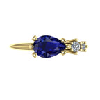 Pear Shaped Sapphire & Diamond's Asymmetrical Comet Ring Yellow Gold