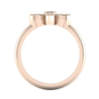 View through the 18ct rose gold band of the Astraea Liberty ring showing the internal gemstone settings and recycled gold hallmark.