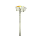 Side profile product photo of the Selene ring, displaying how the multi-stone asymmetric cluster setting sits neatly and low on the white gold or platinum band.