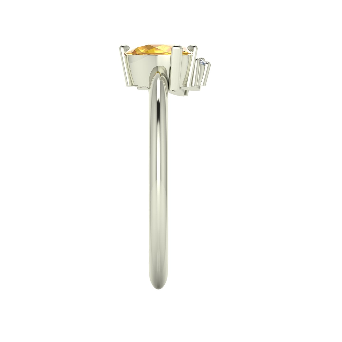 Side profile product photo of the Selene ring, displaying how the multi-stone asymmetric cluster setting sits neatly and low on the white gold or platinum band.
