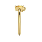 Side profile product photo of the Selene ring, displaying how the multi-stone asymmetric cluster setting sits neatly and comfortably low on the yellow gold band.