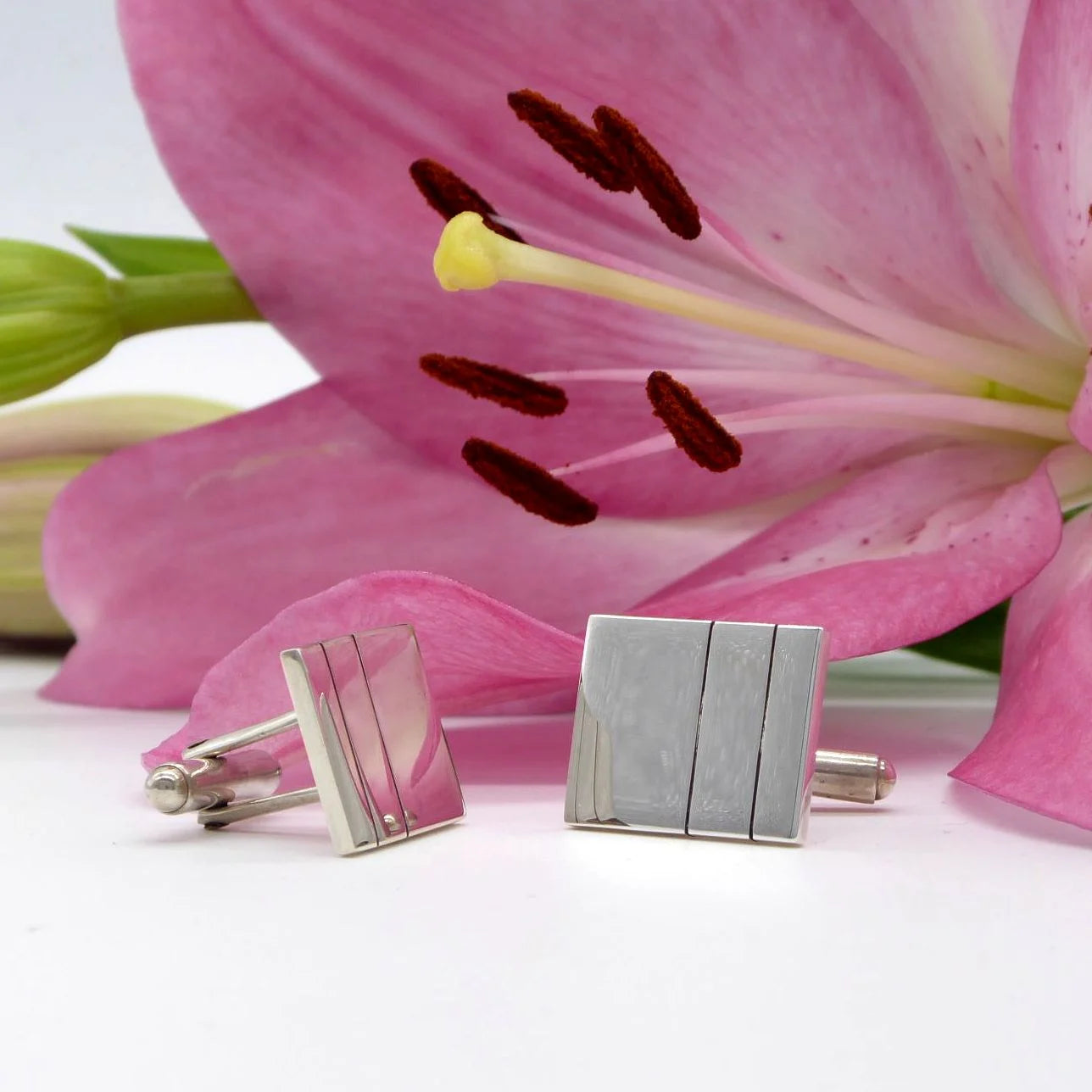 The Solis Linear Cufflinks | Polished Recycled Silver
