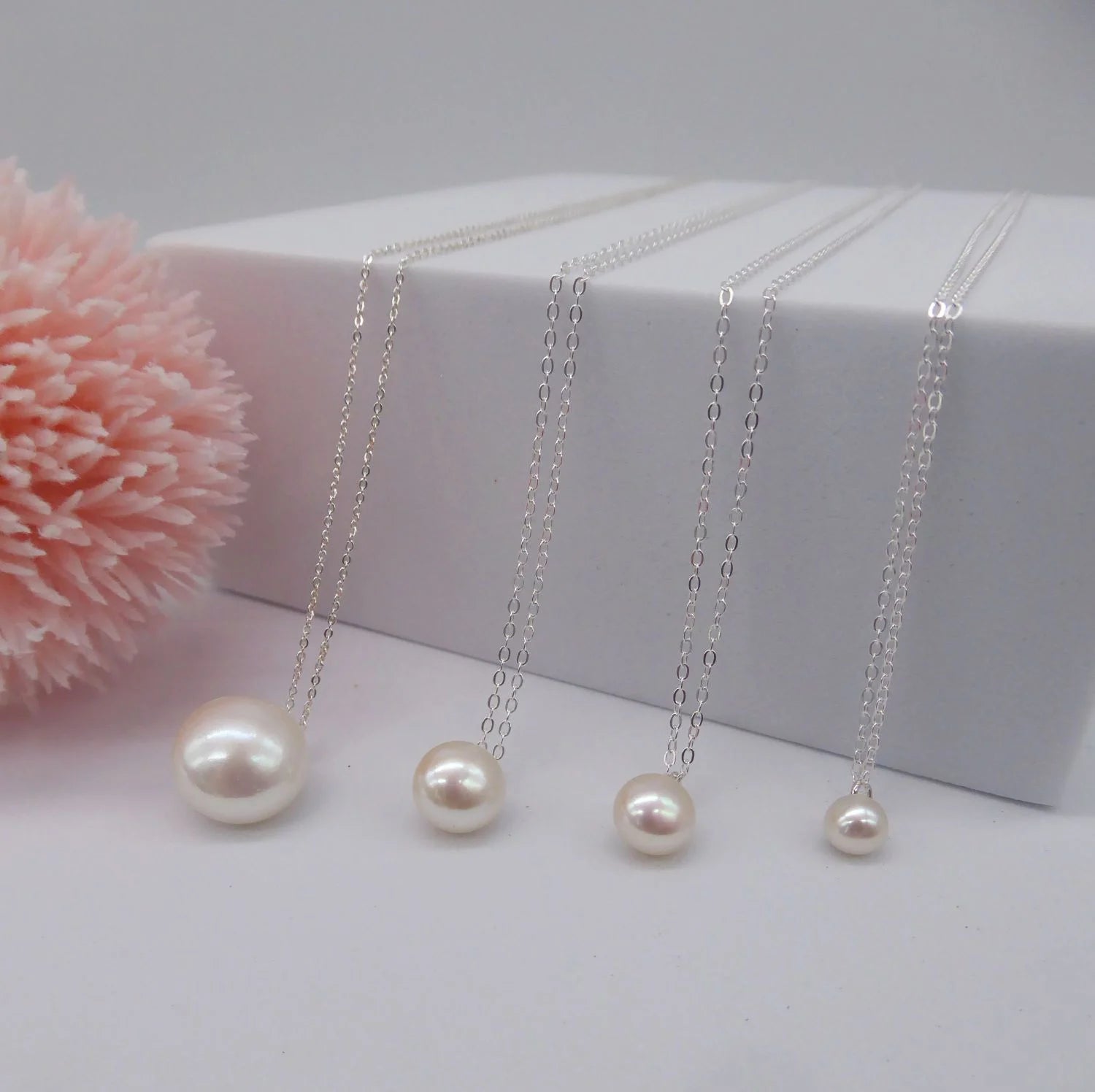 Single White Pearl Pendant On Silver Chain