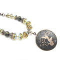 Up Cycled Silver & Crystal Necklace - Green Hues
