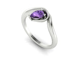 Enchanted Pear Shaped Solitaire Violet Sapphire Asymmetrical White Gold or Platinum Ring
