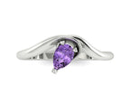 Enchanted Pear Shaped Solitaire Violet Sapphire Asymmetrical White Gold or Platinum Ring