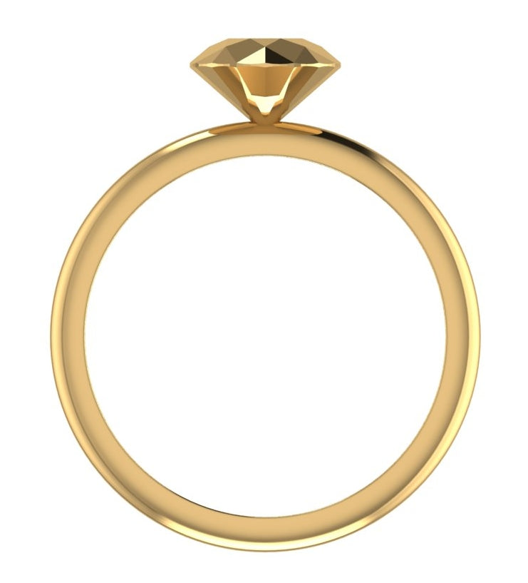Front perspective of a solid 9ct gold rock solitaire ring proposal ring.
