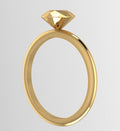Angled perspective of a solid 9ct gold rock solitaire ring proposal ring.