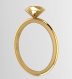 Angled perspective of a solid 9ct gold rock solitaire ring proposal ring.