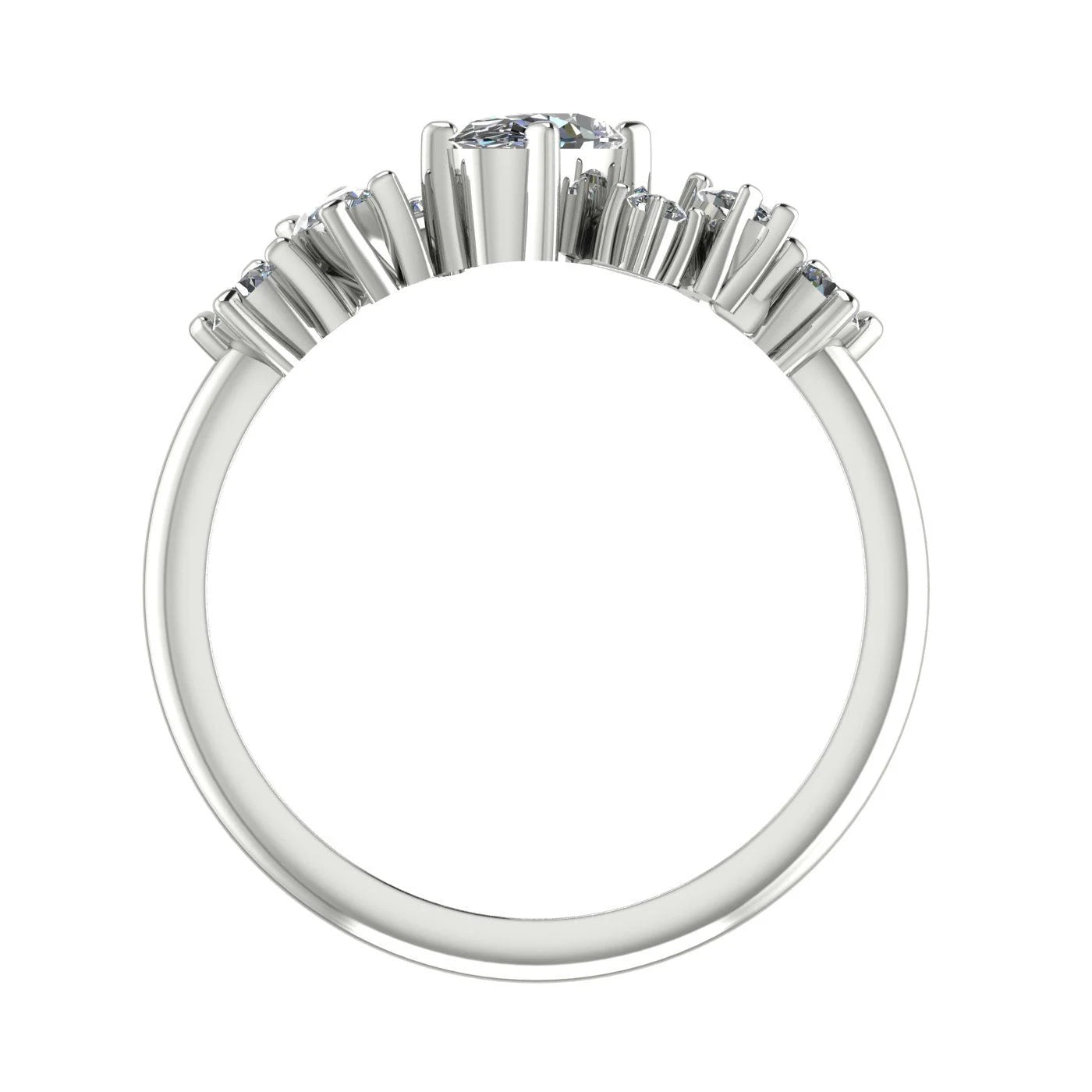 A view through the centre of the ring band, highlighting the smooth, polished internal finish and substantial metal thickness.