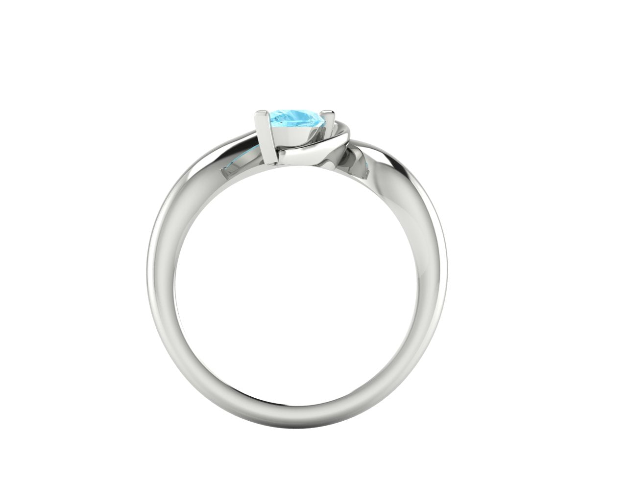 Enchanted Pear Shaped Aquamarine Asymmetrical Solitaire Engagement Ring in Platinum or 18ct White Gold