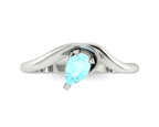 Enchanted Pear Shaped Aquamarine Asymmetrical Solitaire Engagement Ring in Platinum or 18ct White Gold