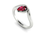 Enchanted Pear Shaped Solitaire Ruby Asymmetrical White Gold or Platinum Ring