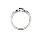 Enchanted Pear Shaped Blue Sapphire Asymmetrical Solitaire Engagement Ring in Platinum or 18ct White Gold