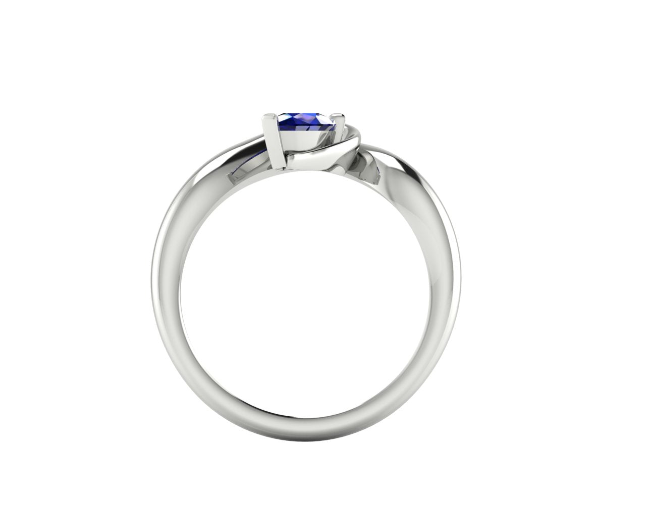 Enchanted Pear Shaped Blue Sapphire Asymmetrical Solitaire Engagement Ring in Platinum or 18ct White Gold