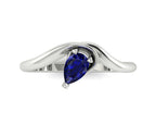 Enchanted Pear Shaped Blue Sapphire Asymmetrical Solitaire Engagement Ring in Platinum or 18ct White Gold