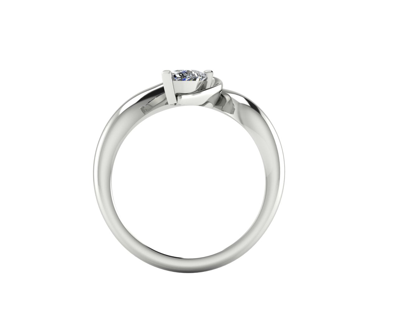 Enchanted Pear Shaped Diamond Asymmetrical Solitaire Engagement Ring in Platinum or 18ct White Gold